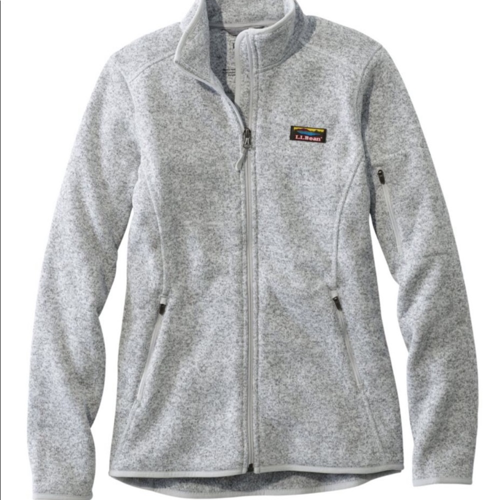 LL Bean Sweater Fleece Full-Zip Jacket Grey XL